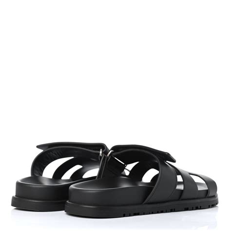 hermes chypre black sandals|Hermes calfskin women's chypre sandals.